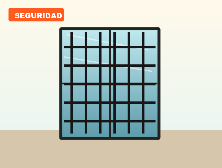 Ventana de seguridad con marco resistente